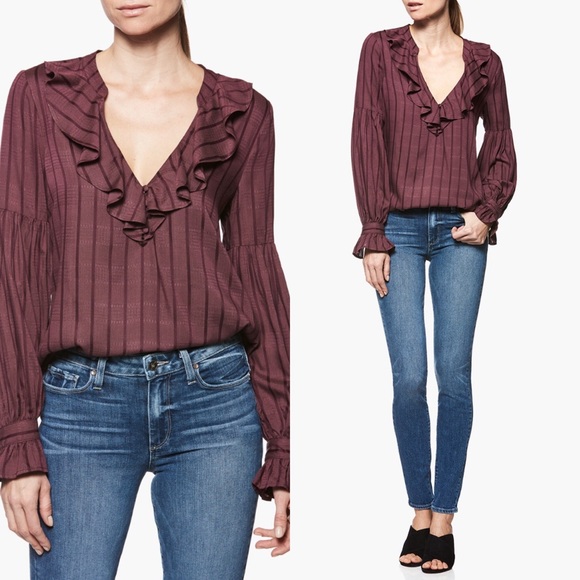PAIGE Tops - PAIGE Russo Mauve-Wine Runway Blouse